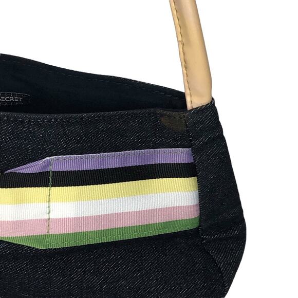 Victoria’s Secret Vintage Y2K Denim Mini Handbag Rainbow Stripe Retro - Picture 3 of 12